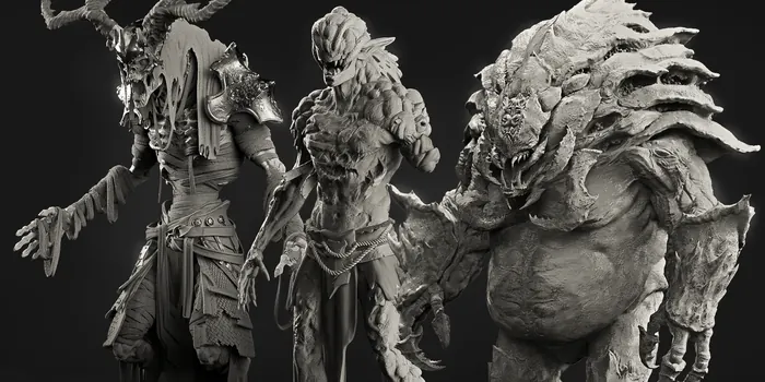 Antlered revenant wrapped in bandages with a skull mask and metal pauldron
