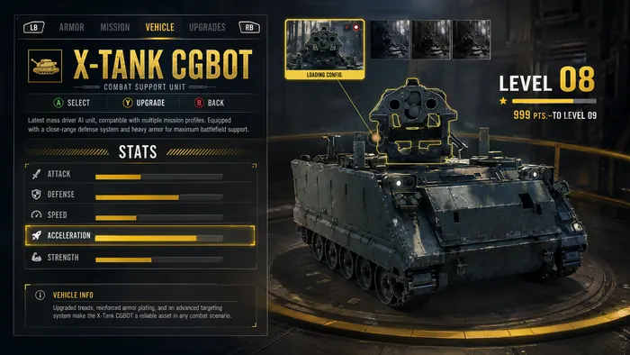 Vehicle command UI in an alternate amber color scheme